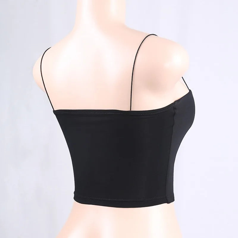 Women Spaghetti Strap Crop Top Sexy Bodycon Sleeveless Cami Tube Top - MERGE.DAY.1.FREESTYLE