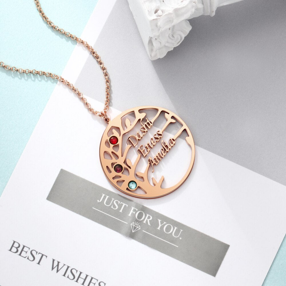 Customized Family Tree Necklace Sister Best Friend Nameplate Gift - MERGE.DAY.1.FREESTYLE