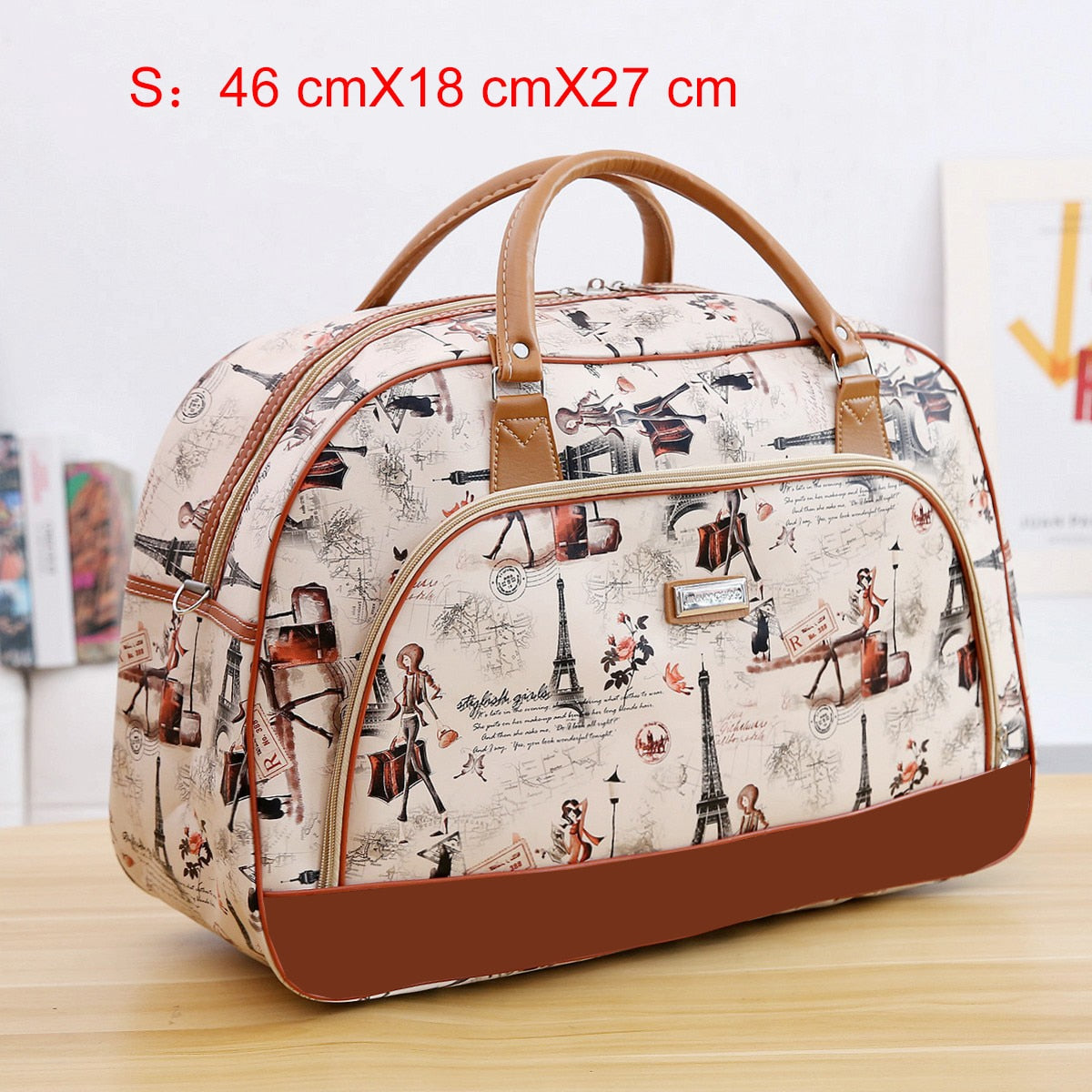 Women Travel Bags PU Leather Large Capacity Waterproof Print Luggage Duffle Bag - MERGE.DAY.1.FREESTYLE