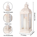 Rustic Style White Metal Candle Lantern Large Decorative Candlestick Holder with Tempered Glass for Home Decor - MERGE.DAY.1.FREESTYLE