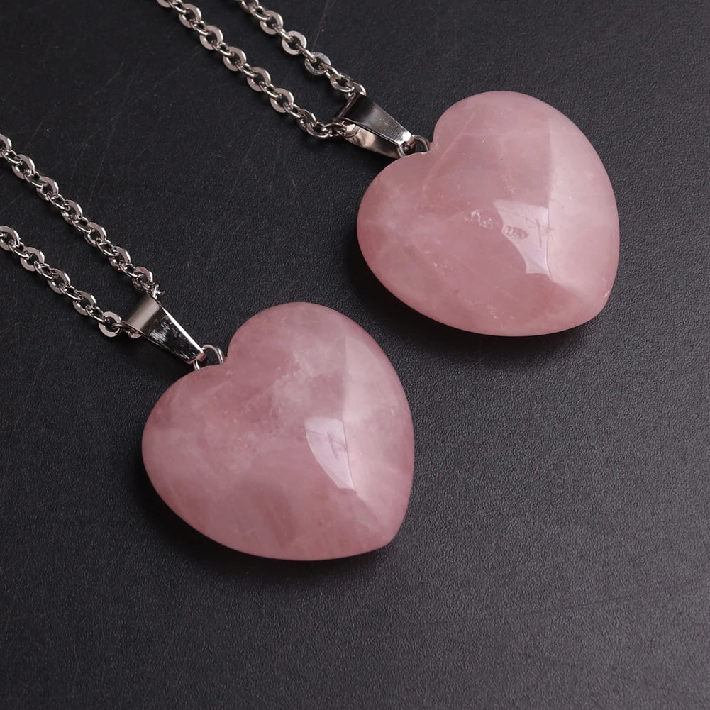 rose quartz pendant Heart Necklace - MERGE.DAY.1.FREESTYLE