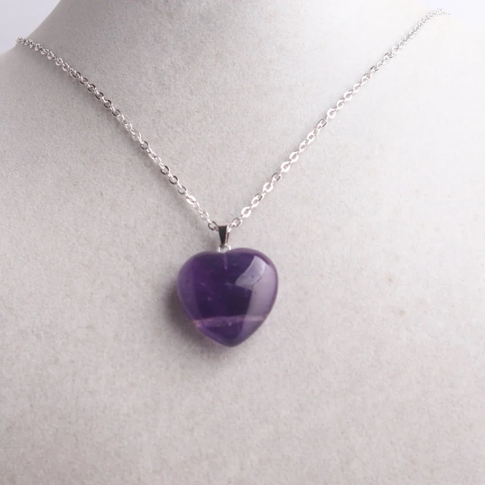 rose quartz pendant Heart Necklace - MERGE.DAY.1.FREESTYLE