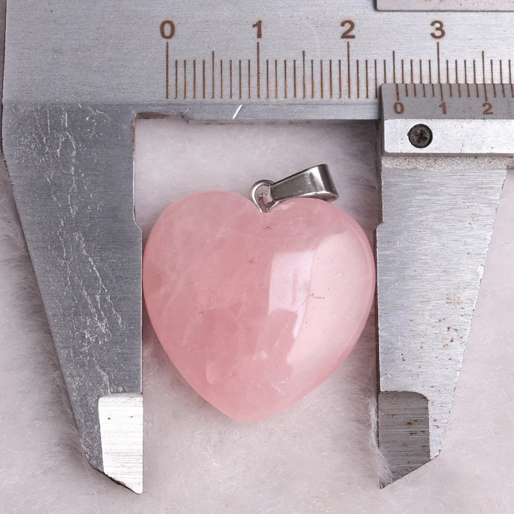rose quartz pendant Heart Necklace - MERGE.DAY.1.FREESTYLE
