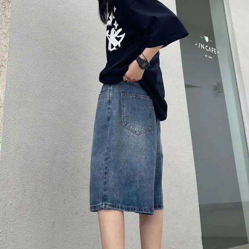 High Street Retro Blue Jeans Shorts Women Y2k Clothing Oversize - MERGE.DAY.1.FREESTYLE