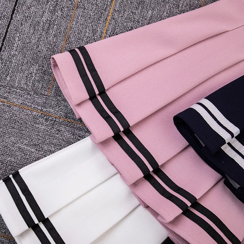 Striped Pleated Elastic Waist Female Sweet Mini Dance Plaid Skirt Y2k - MERGE.DAY.1.FREESTYLE
