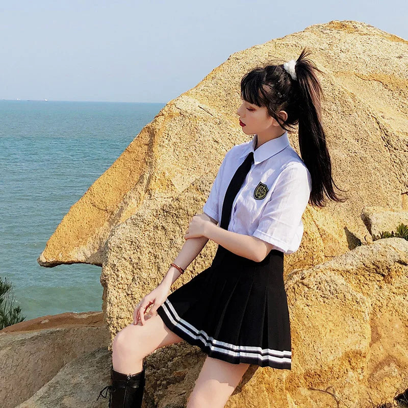 Striped Pleated Elastic Waist Female Sweet Mini Dance Plaid Skirt Y2k - MERGE.DAY.1.FREESTYLE