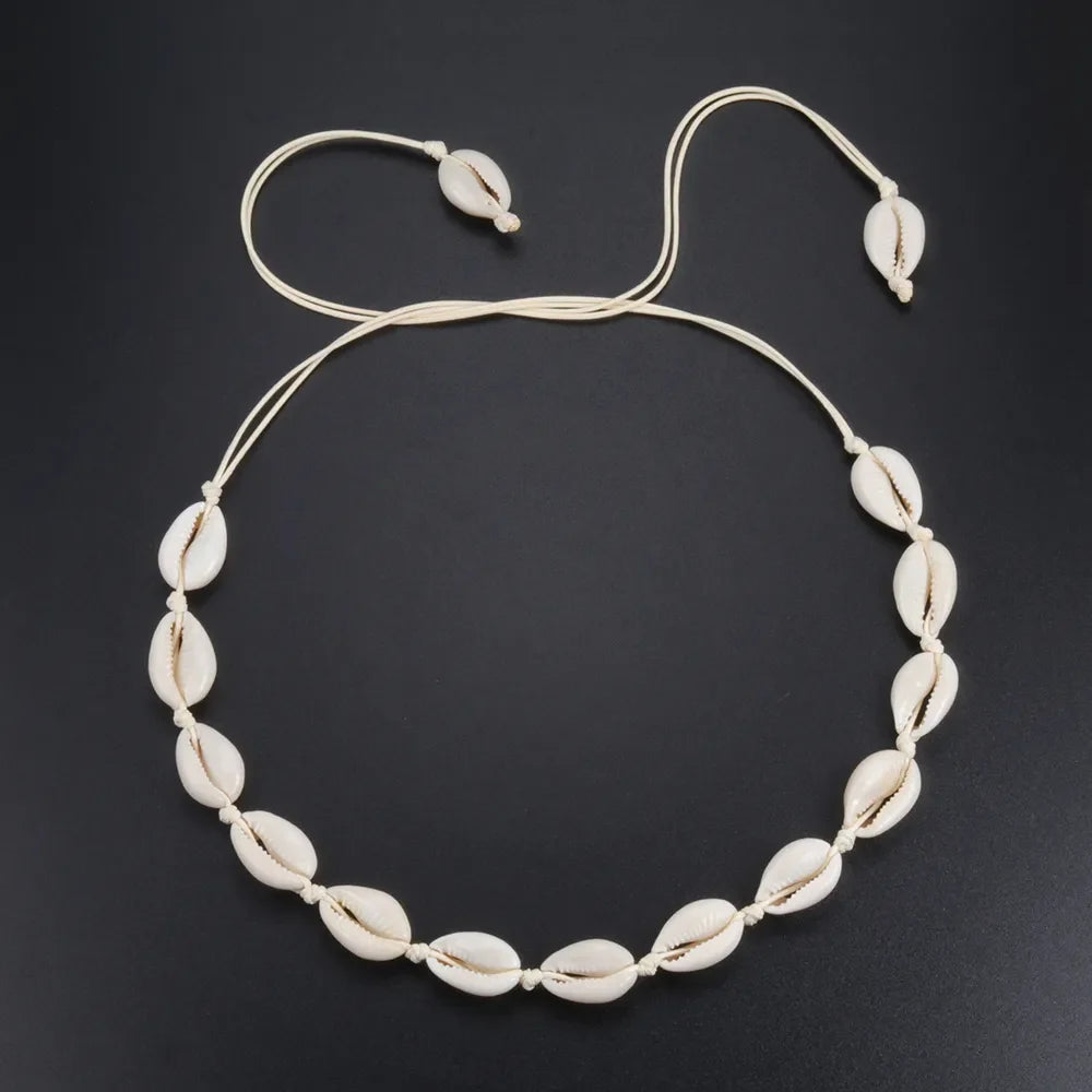 Shell Choker Bohemian Rope Agate Beaded Necklace - MERGE.DAY.1.FREESTYLE