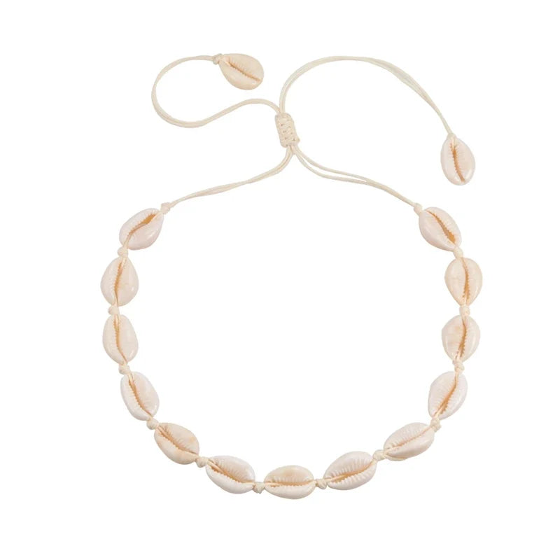 Shell Choker Bohemian Rope Agate Beaded Necklace - MERGE.DAY.1.FREESTYLE