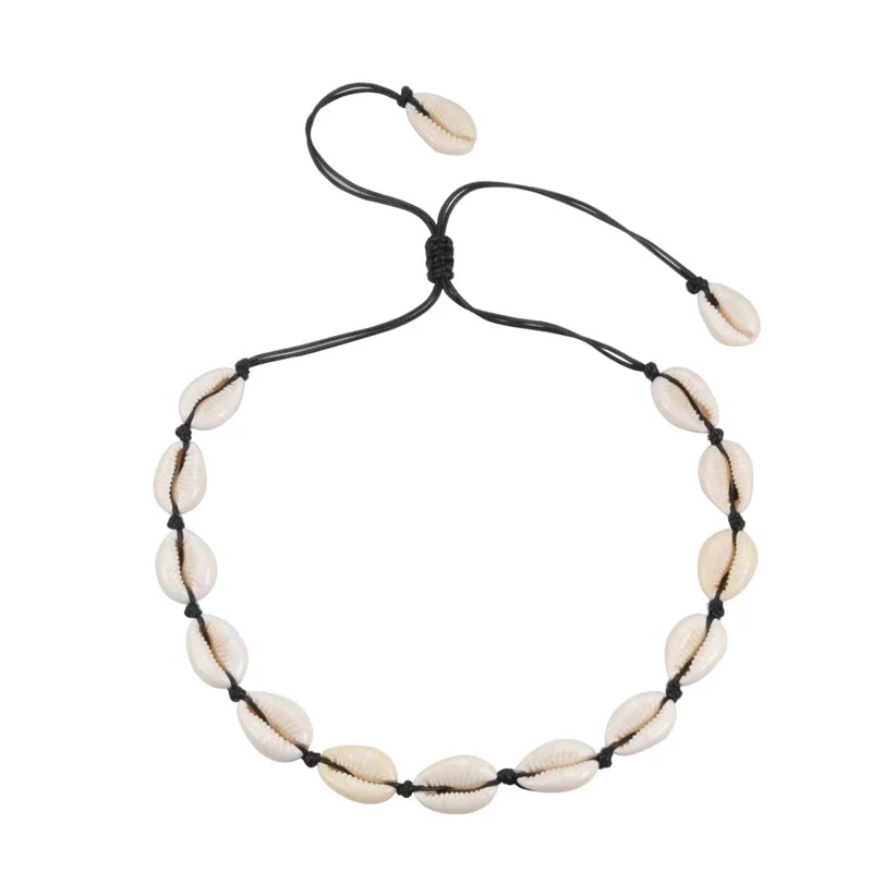 Shell Choker Bohemian Rope Agate Beaded Necklace - MERGE.DAY.1.FREESTYLE