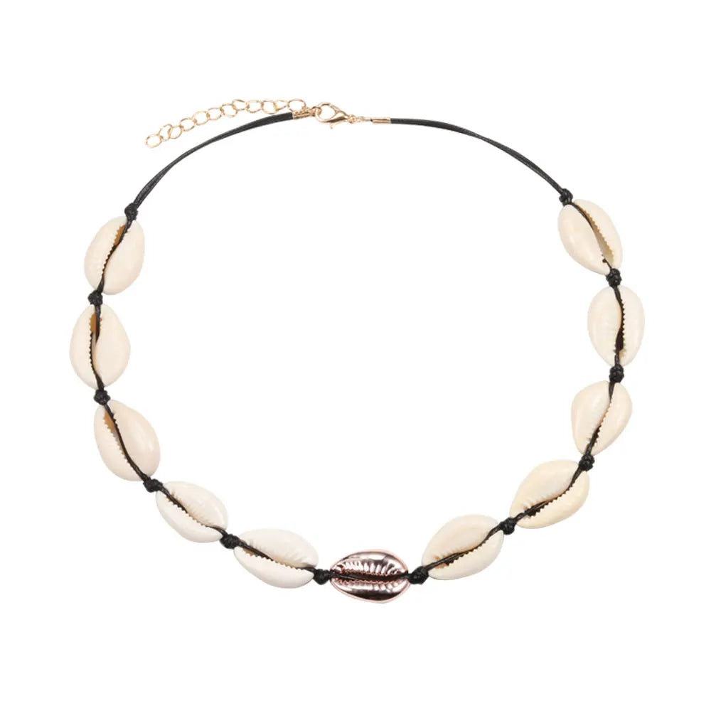 Shell Choker Bohemian Rope Agate Beaded Necklace - MERGE.DAY.1.FREESTYLE