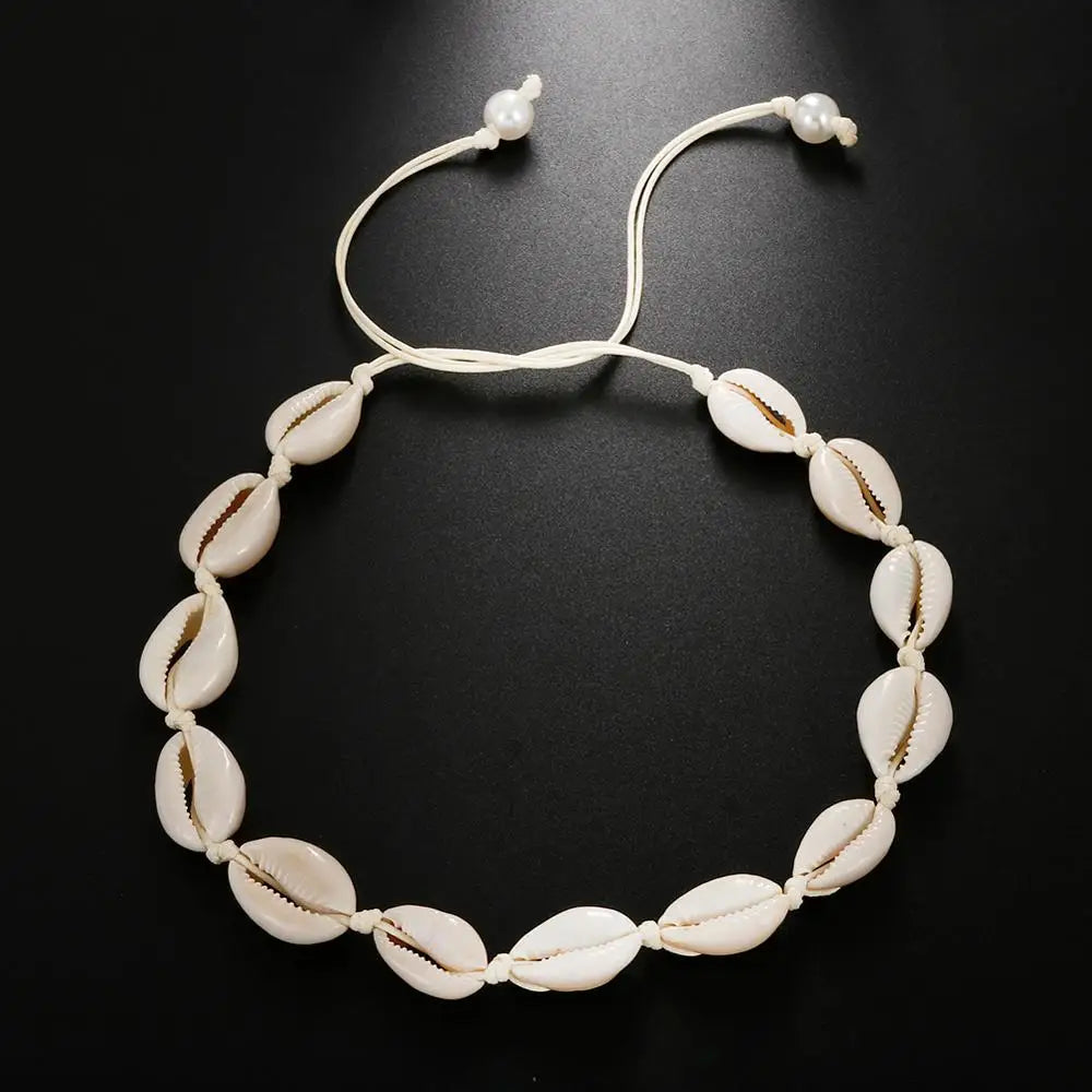 Shell Choker Bohemian Rope Agate Beaded Necklace - MERGE.DAY.1.FREESTYLE