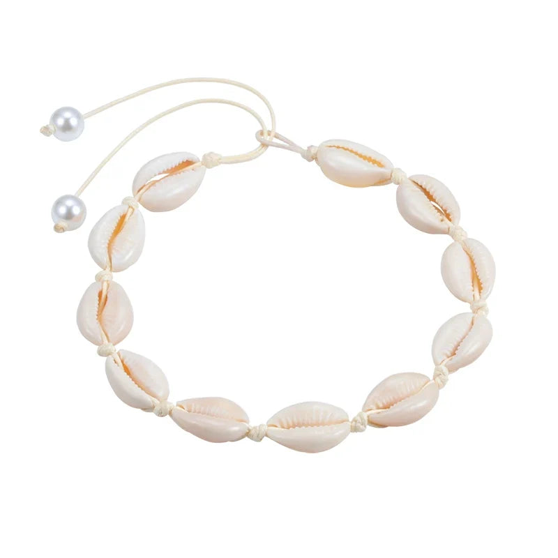 Shell Choker Bohemian Rope Agate Beaded Necklace - MERGE.DAY.1.FREESTYLE