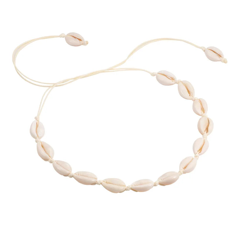 Shell Choker Bohemian Rope Agate Beaded Necklace - MERGE.DAY.1.FREESTYLE