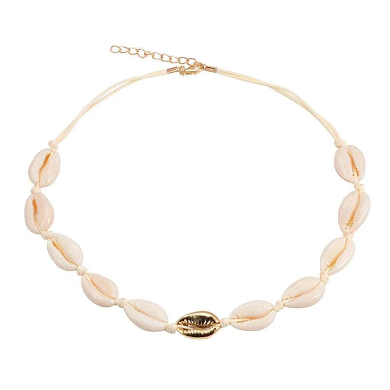 Shell Choker Bohemian Rope Agate Beaded Necklace - MERGE.DAY.1.FREESTYLE