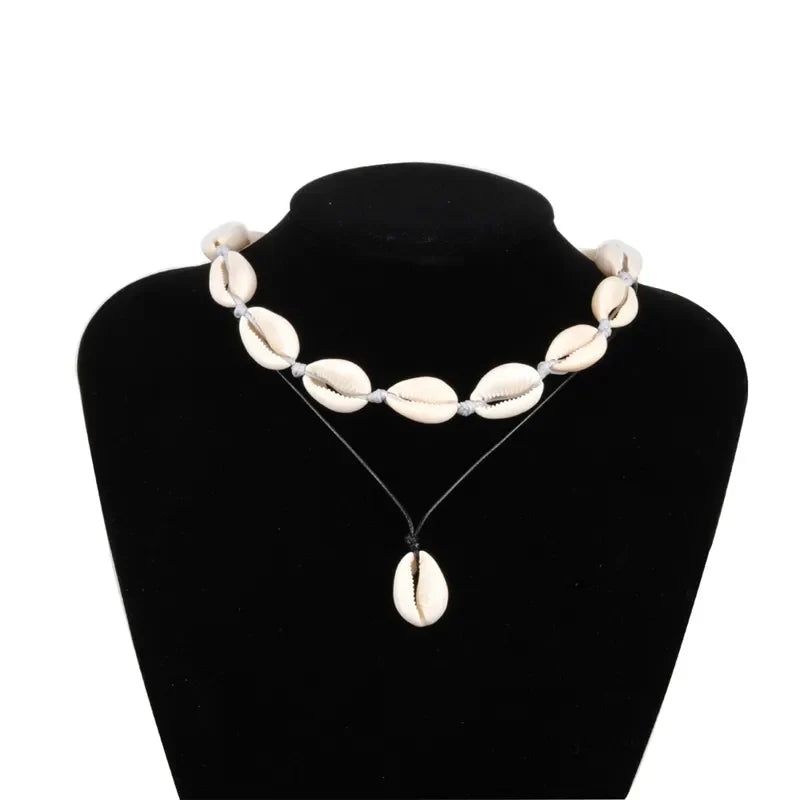 Shell Choker Bohemian Rope Agate Beaded Necklace - MERGE.DAY.1.FREESTYLE