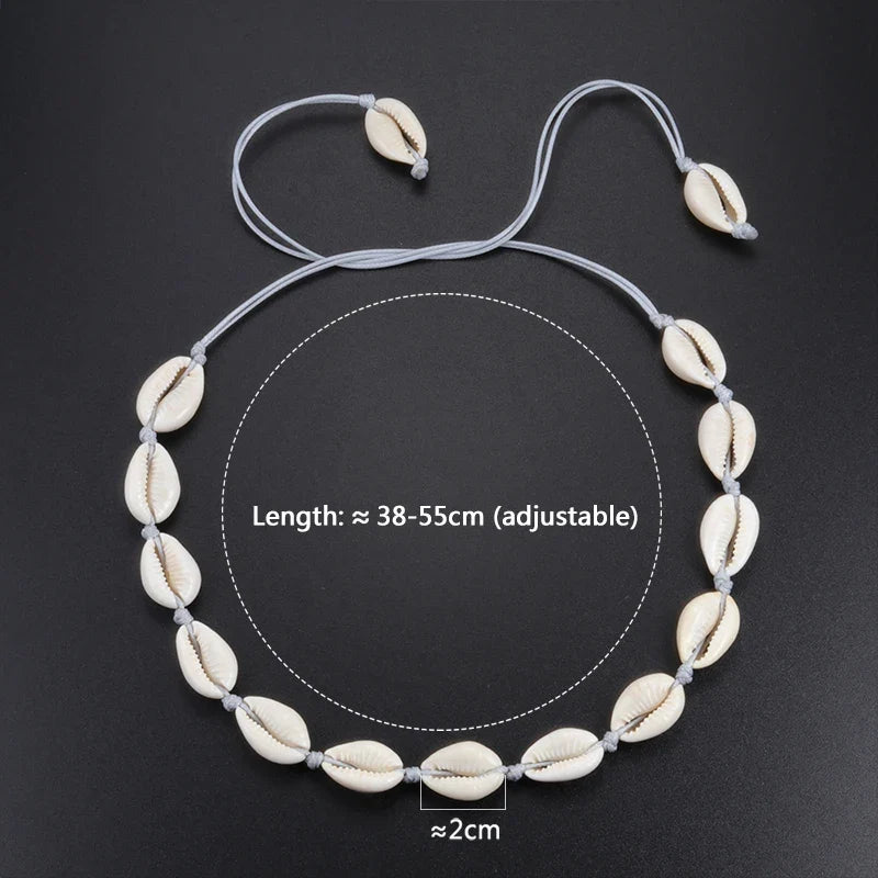 Shell Choker Bohemian Rope Agate Beaded Necklace - MERGE.DAY.1.FREESTYLE
