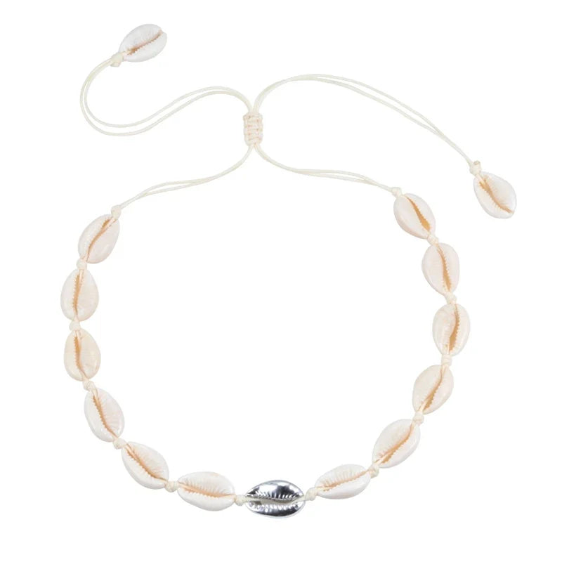 Shell Choker Bohemian Rope Agate Beaded Necklace - MERGE.DAY.1.FREESTYLE