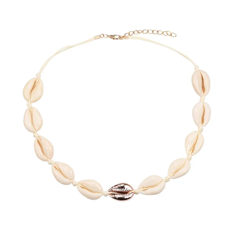Shell Choker Bohemian Rope Agate Beaded Necklace - MERGE.DAY.1.FREESTYLE