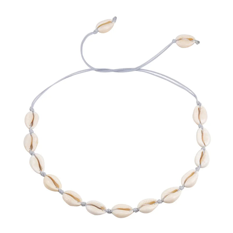 Shell Choker Bohemian Rope Agate Beaded Necklace - MERGE.DAY.1.FREESTYLE
