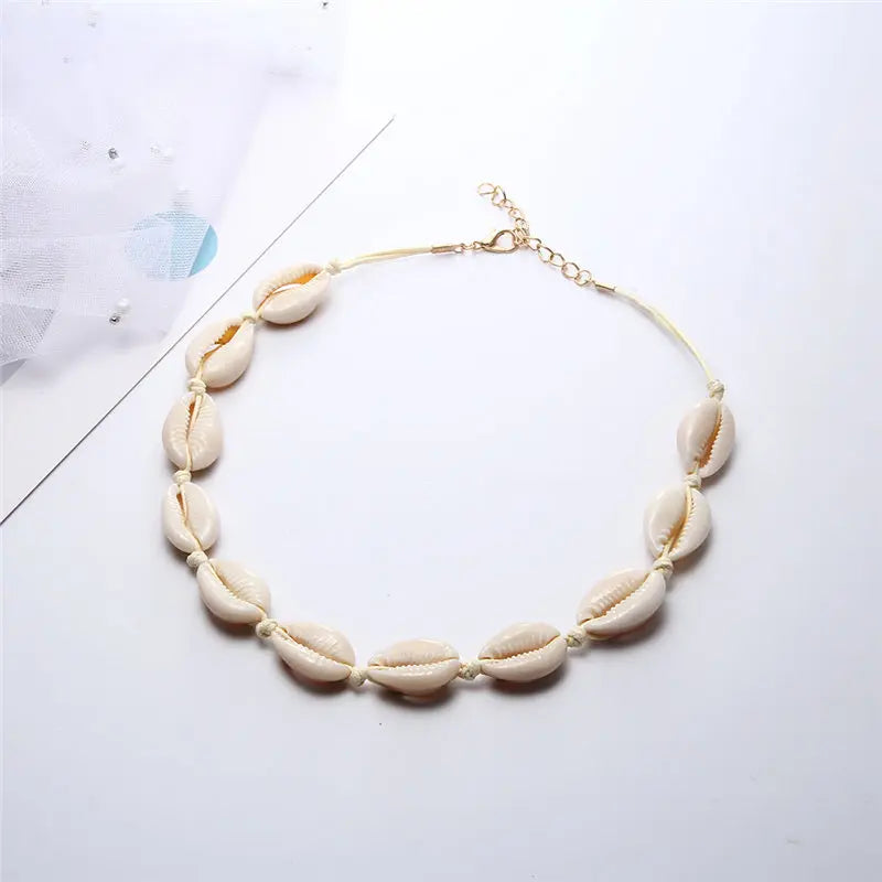 Shell Choker Bohemian Rope Agate Beaded Necklace - MERGE.DAY.1.FREESTYLE