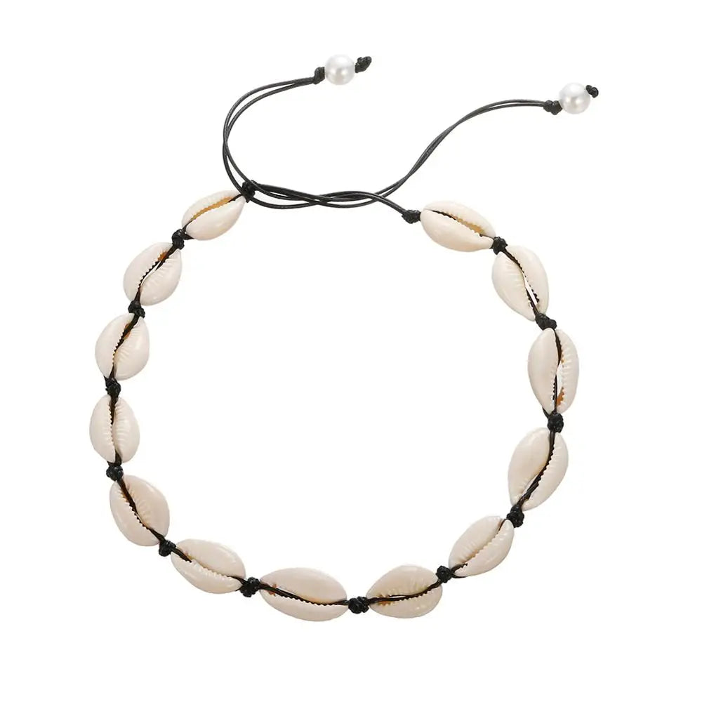 Shell Choker Bohemian Rope Agate Beaded Necklace - MERGE.DAY.1.FREESTYLE