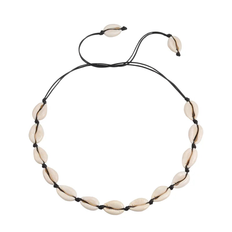 Shell Choker Bohemian Rope Agate Beaded Necklace - MERGE.DAY.1.FREESTYLE