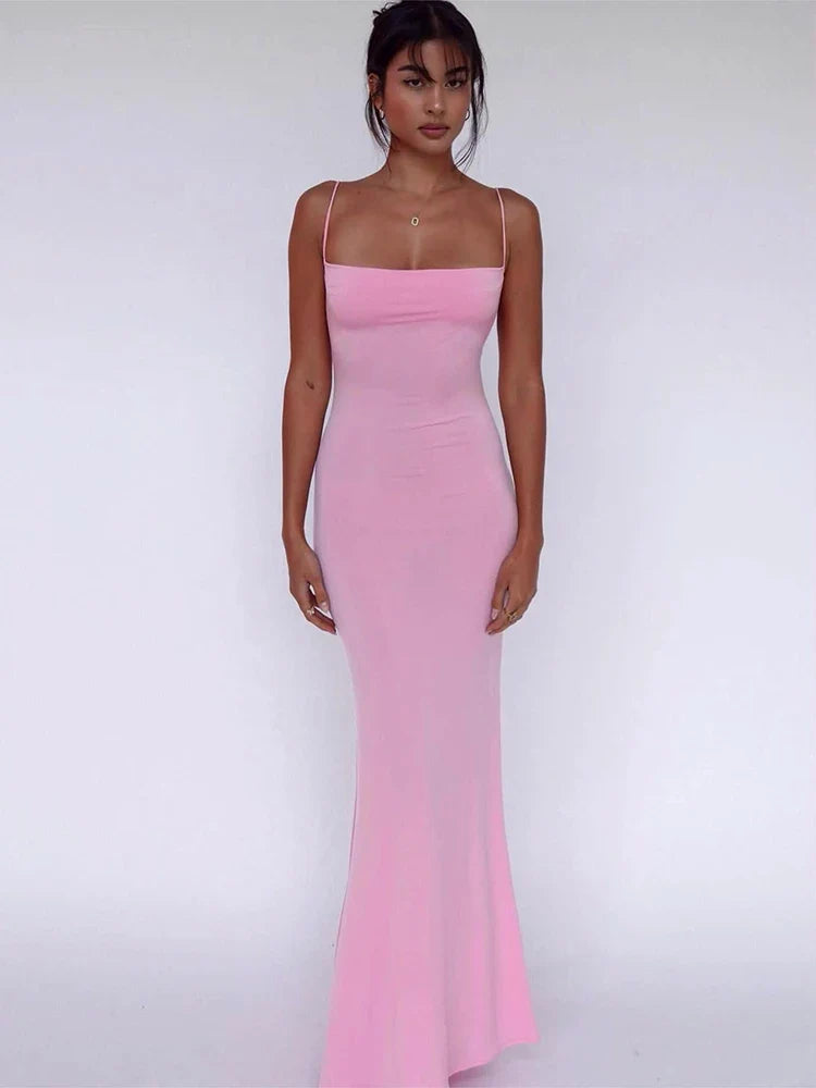Solid Sleeveless Backless Elegant Sexy Bodycon Y2K Maxi Prom Dress - MERGE.DAY.1.FREESTYLE