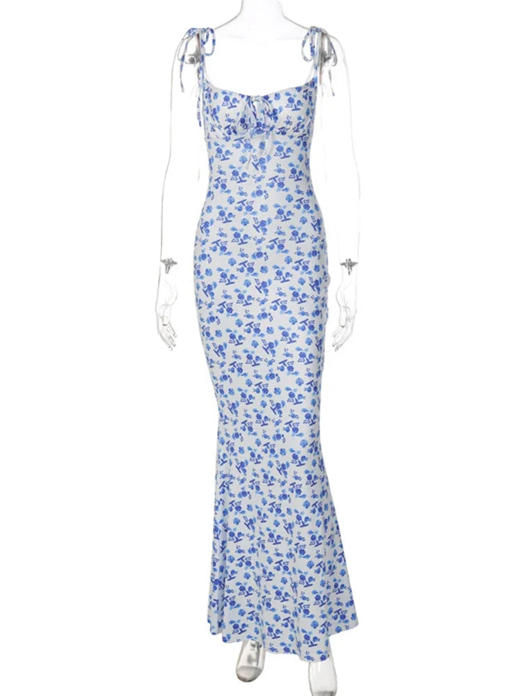 Elegant Floral Beach Vacation Bodycon Streetwear Long Dress - MERGE.DAY.1.FREESTYLE