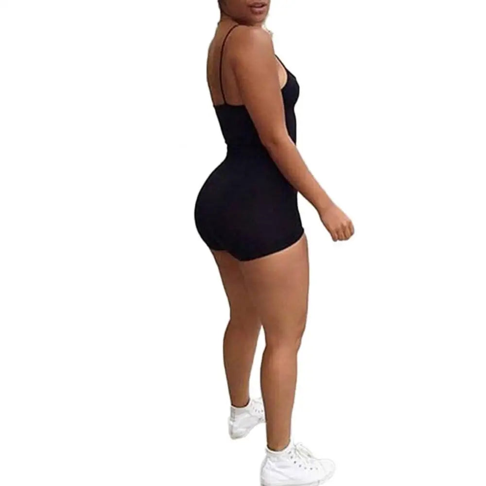 Jumpsuit Shorts Spaghetti Strap Sleeveless Bodysuit Bodycon Sports - MERGE.DAY.1.FREESTYLE