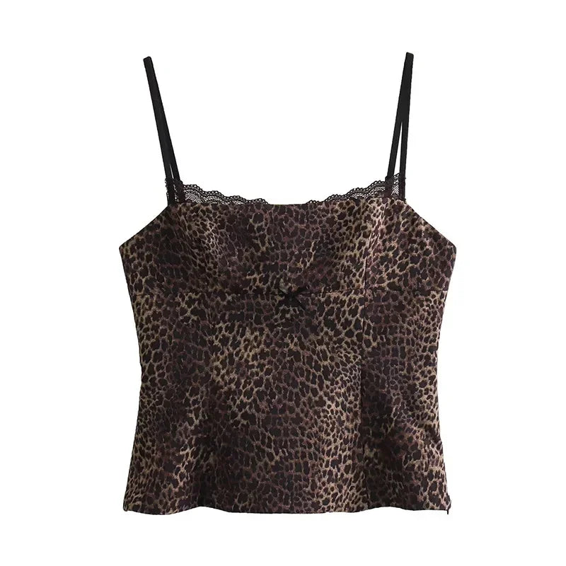 Leopard Print Sling Women Sexy Tube Top Sleeveless Backless Lace Slim Tanks Tops - MERGE.DAY.1.FREESTYLE