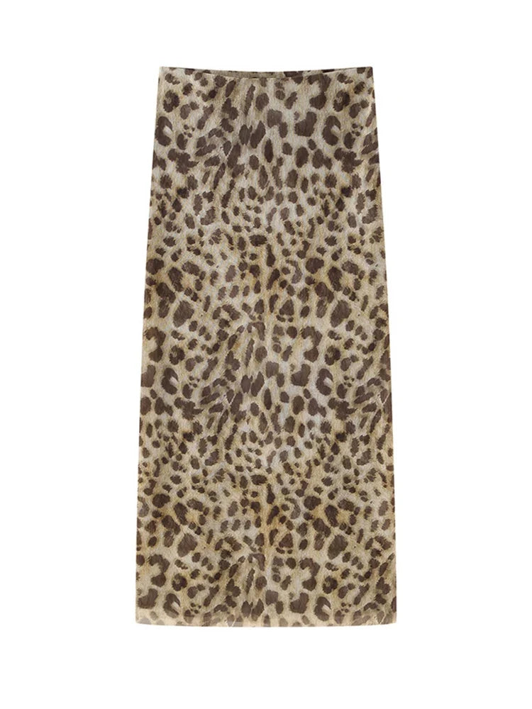 Leopard Print Wrapped Suit Backless Sleeveless Tops Skirts - MERGE.DAY.1.FREESTYLE