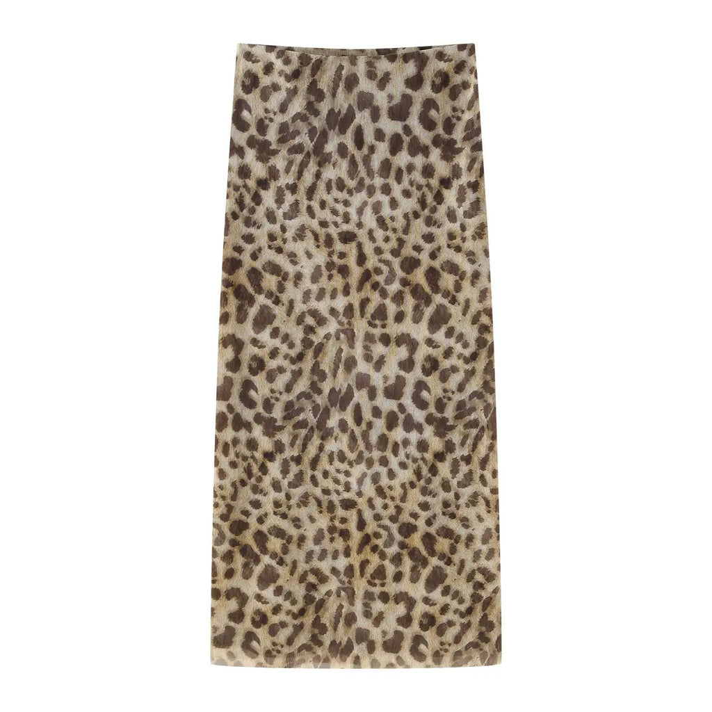Leopard Print Wrapped Suit Backless Sleeveless Tops Skirts - MERGE.DAY.1.FREESTYLE