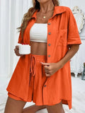 Summer Single breasted Top Broad legged Shorts Set Solid Suits - MERGE.DAY.1.FREESTYLE
