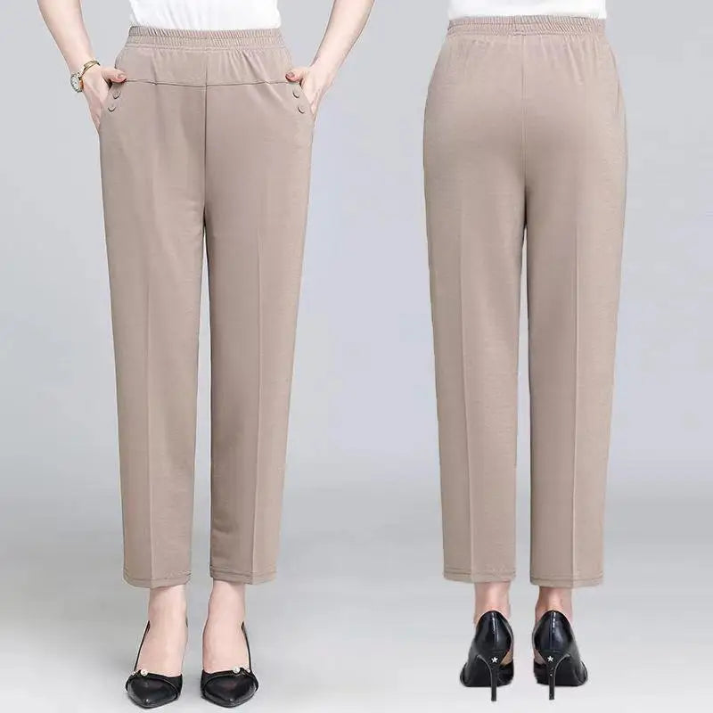 Spring Summer Pants Thin Elastic Waist Loose Cotton - MERGE.DAY.1.FREESTYLE