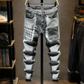 Streetwear 90s Slim Cowboy Grey Stretch Work Wear Splice Long Pants Man - MERGE.DAY.1.FREESTYLE