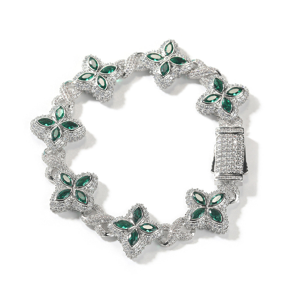 Hip-hop zircon colored infinite four-leaf clover bracelet - MERGE.DAY.1.FREESTYLE