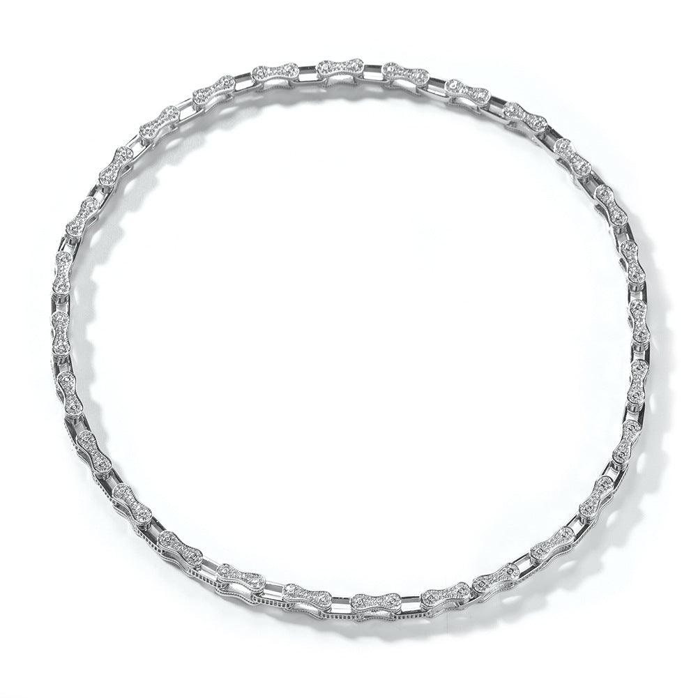 Hip Hop Rhinestone 5mm Bicycle Chain Necklace - MERGE.DAY.1.FREESTYLE