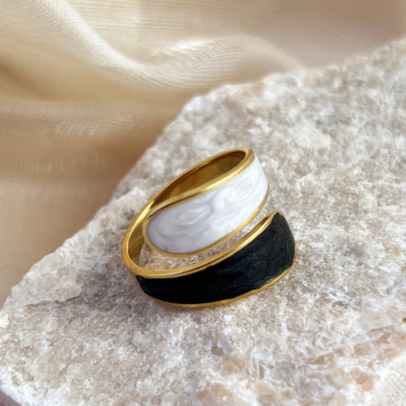 18k gold drop retro open ring - MERGE.DAY.1.FREESTYLE
