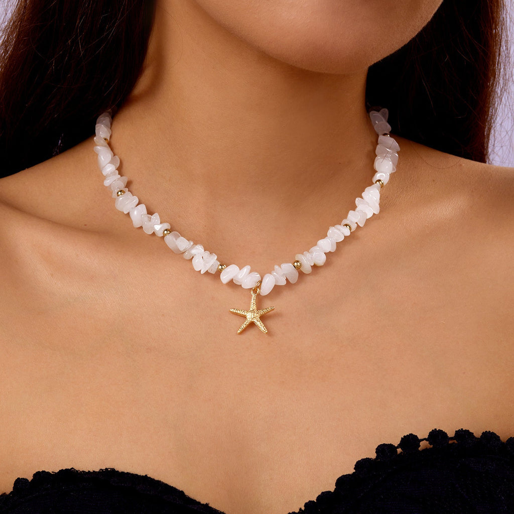 starfish necklace pearl multi-layer stacking necklace - MERGE.DAY.1.FREESTYLE