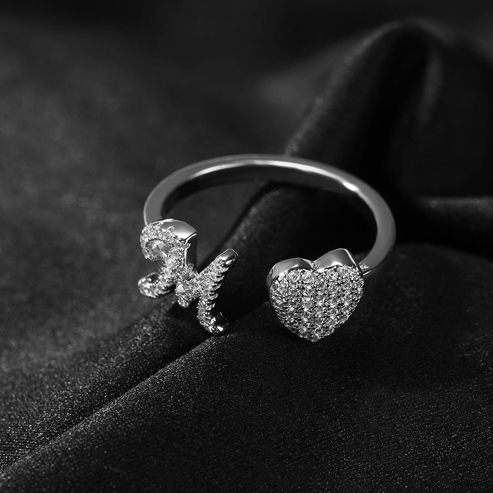 Hip-hop zircon-encrusted 26 English letters ring - MERGE.DAY.1.FREESTYLE
