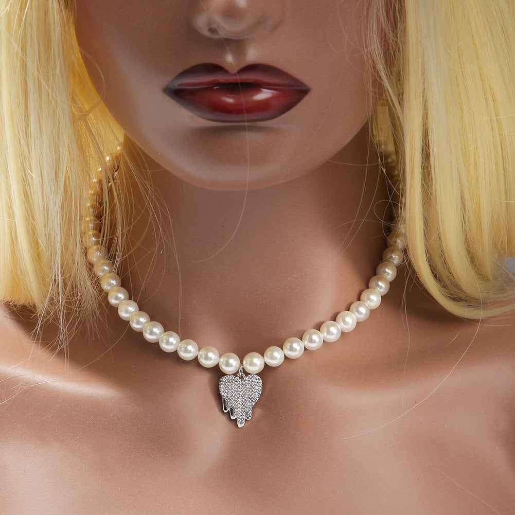 Water Drop Love Pearl Necklace Hip Hop Trend Necklace - MERGE.DAY.1.FREESTYLE