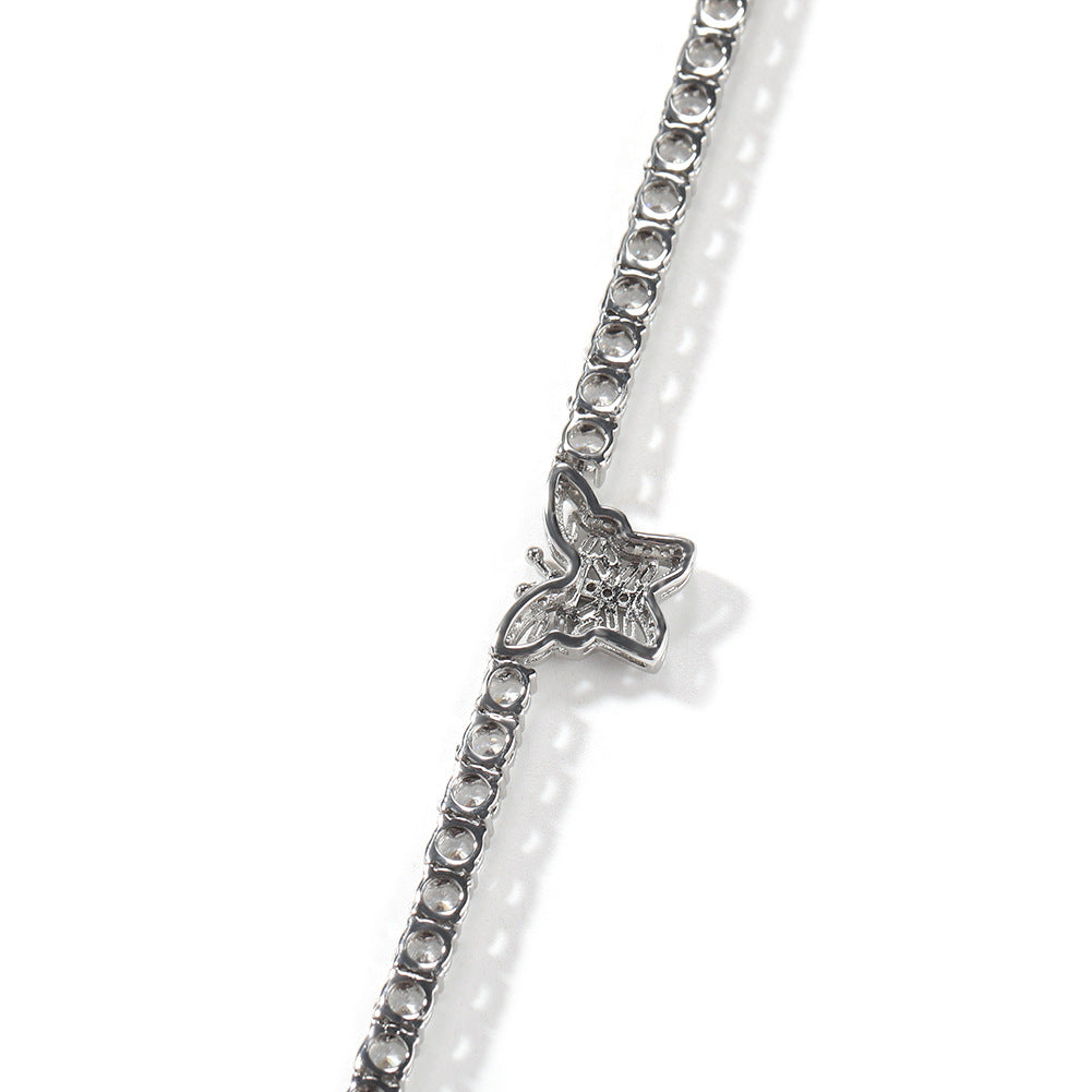 diamond tennis necklace butterfly chain - MERGE.DAY.1.FREESTYLE
