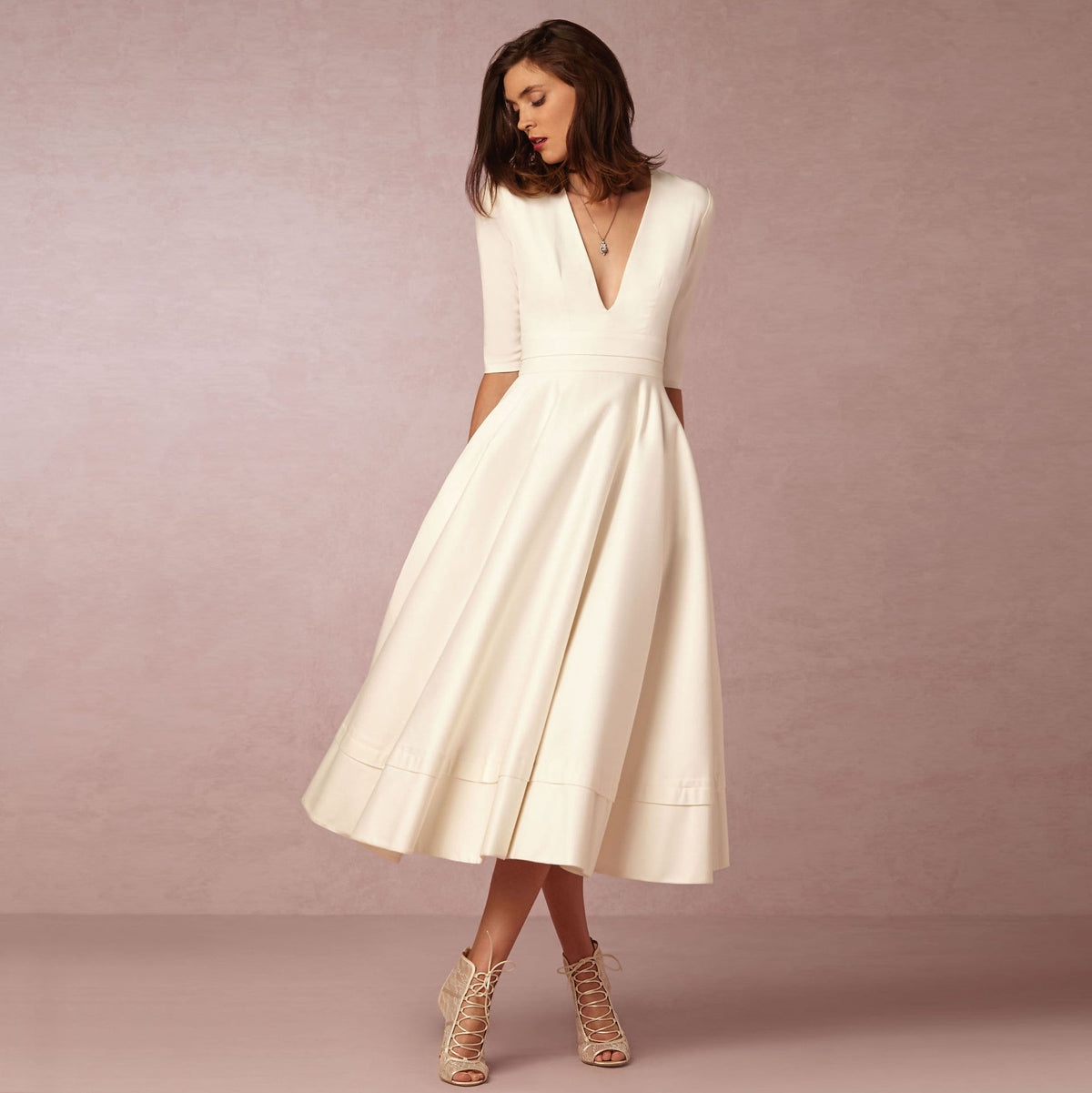 Women's Evening Dress Sexy Deep V Long Sleeve Dress - MERGE.DAY.1.FREESTYLE