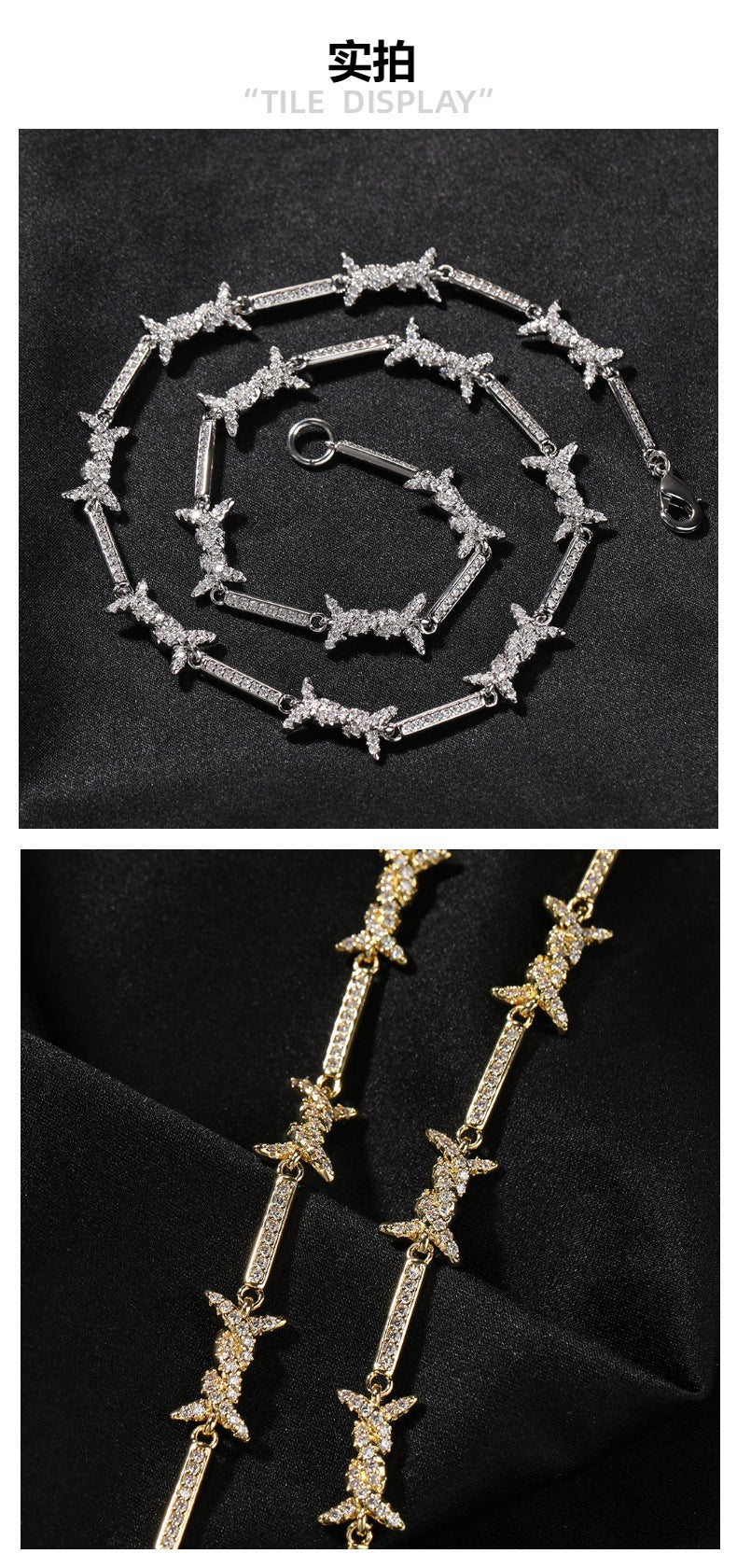 Hiphop zircon-encrusted barbed wire necklace - MERGE.DAY.1.FREESTYLE