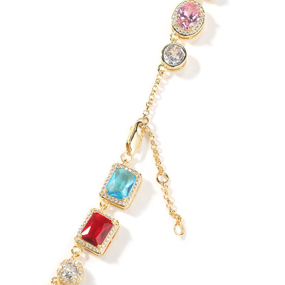 Exquisite diamond-encrusted colored gemstone bracelet and necklace - MERGE.DAY.1.FREESTYLE