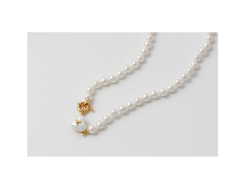 Women's retro heart pearl necklace clavicle chain - MERGE.DAY.1.FREESTYLE