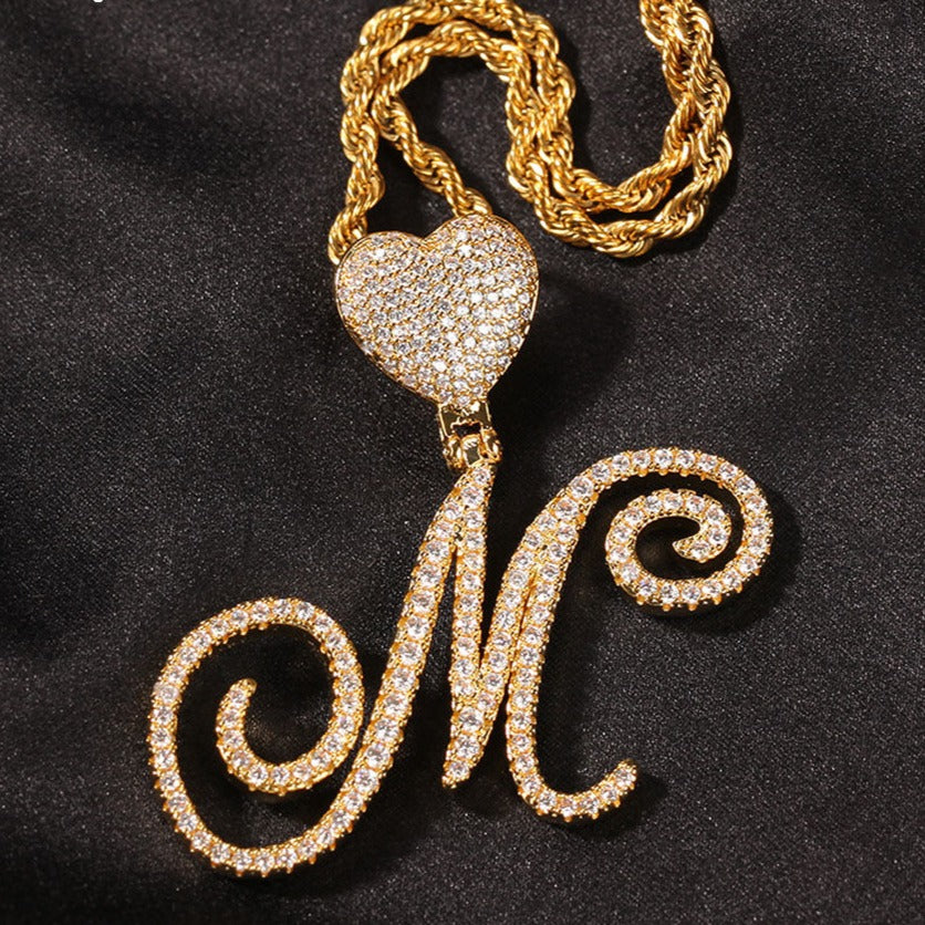 Zircon love button head floral letter pendant diamond hip hop pendant - MERGE.DAY.1.FREESTYLE