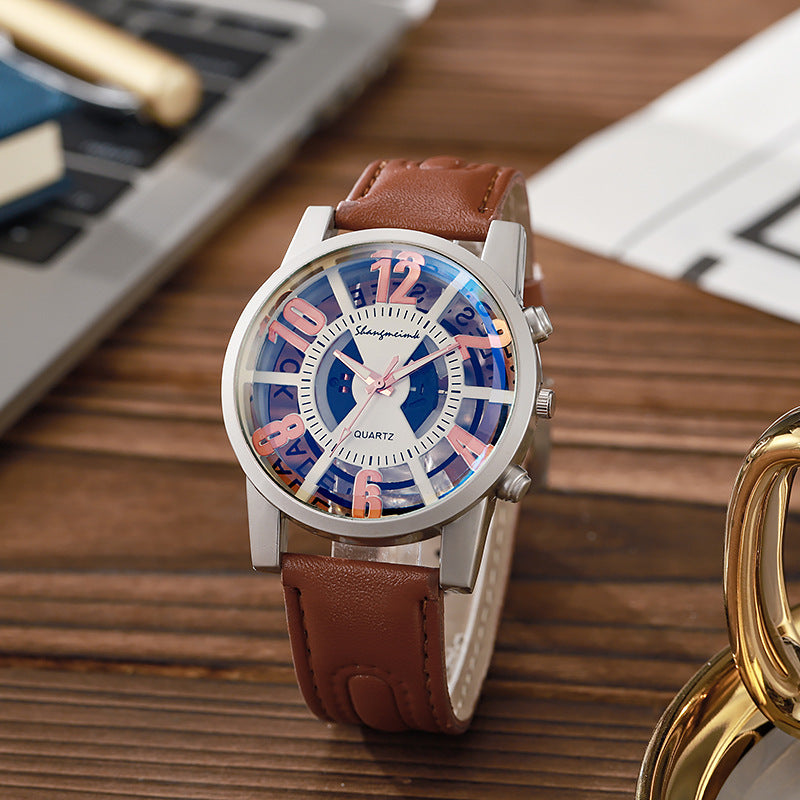 Large-dial, hollow-out blue-light men's watch. - MERGE.DAY.1.FREESTYLE