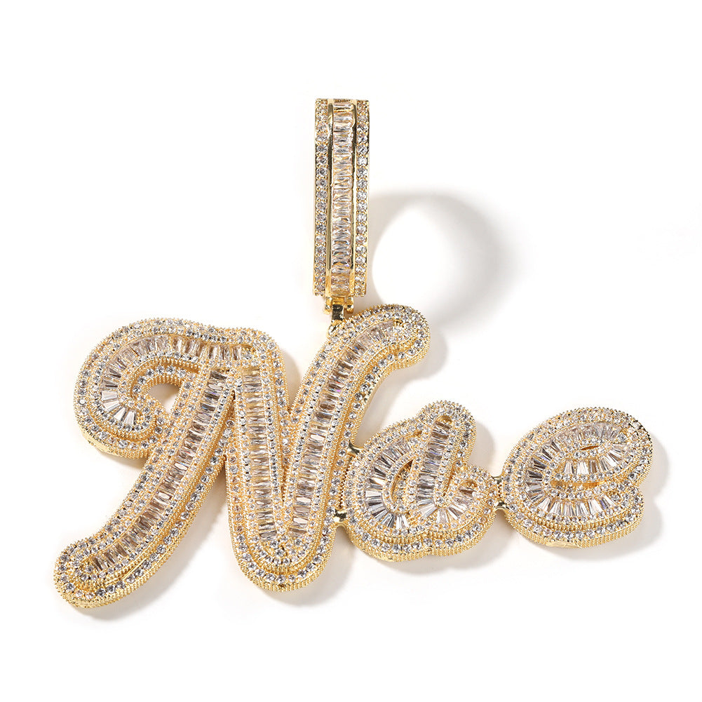 JON Stitching Diamond Letter Pendant Hip Hop Necklace - MERGE.DAY.1.FREESTYLE