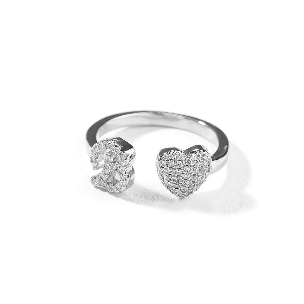 Hip-hop zircon-encrusted 26 English letters ring - MERGE.DAY.1.FREESTYLE